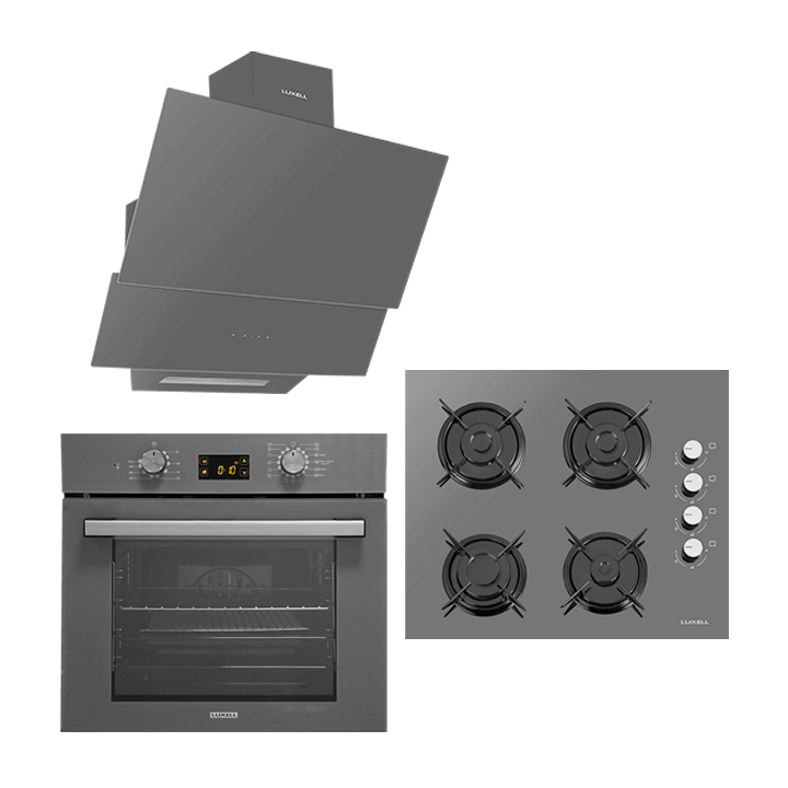 Luxell Opall Gri Cam Ankastre Set