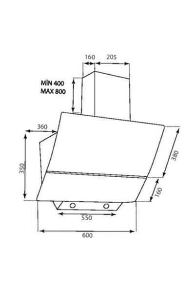 DA6-832 Beyaz Cam Davlumbaz
