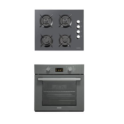 LUXELL 2 Lİ METALİK GRİ CAM ANKASTRE SET (OCAK-OPALL FIRIN)