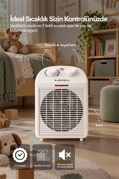 Luxell 2000W Termostatlı Fanlı Elektrikli Isıtıcı Yeni Model – KS-6335T