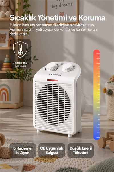 Luxell 2000W Termostatlı Fanlı Elektrikli Isıtıcı Yeni Model – KS-6335T