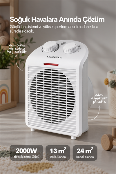 Luxell 2000W Termostatlı Fanlı Elektrikli Isıtıcı Yeni Model – KS-6335T