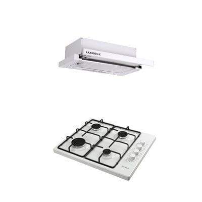 LUXELL 2Lİ BEYAZ EMAYE SET (ASPİRATÖR-SET ÜSTÜ OCAK)