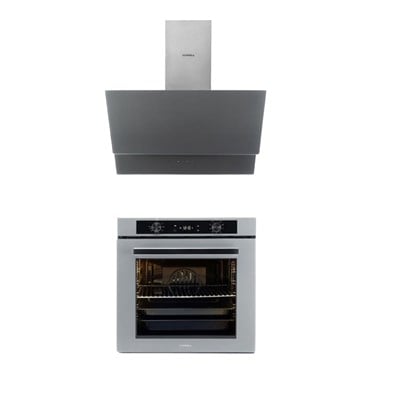 LUXELL 2Lİ METALİK GRİ CAM ANKASTRE SET (DAVLUMBAZ-PLATİNUM FIRIN)