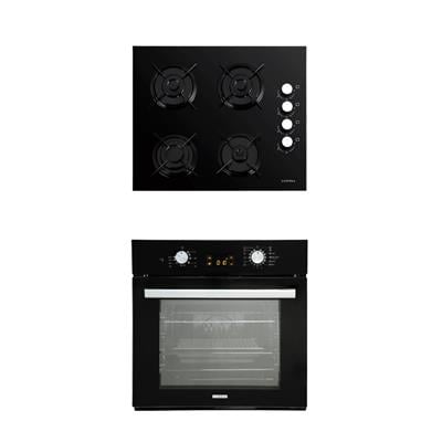 LUXELL 2Lİ OPALL SİYAH CAM ANKASTRE SET (OCAK-FIRIN)