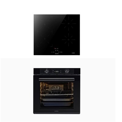 Luxell 2li Siyah Cam Ankastre Set (İndüksiyon Ocak - Platinum Fırın)