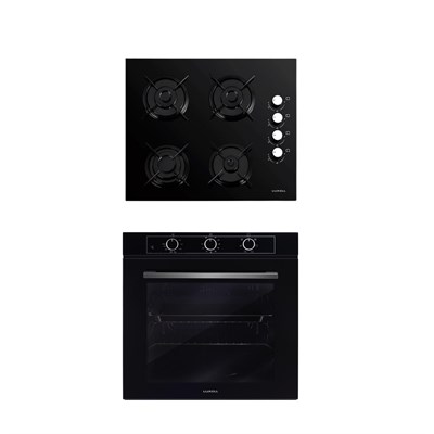 Luxell 2li Siyah Cam Ankastre Set (Ocak - Optimum Fırın)
