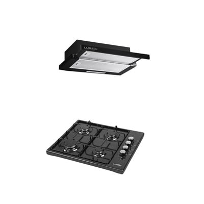 LUXELL 2Lİ SİYAH EMAYE SET (ASPİRATÖR-SET ÜSTÜ OCAK)
