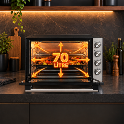 Luxell 70 Litre Piliç Çevirmeli Maxi Fırın – LX-9645