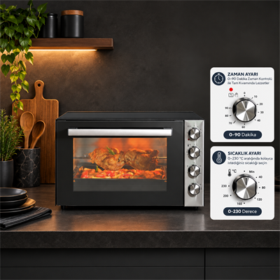 Luxell 70 Litre Piliç Çevirmeli Maxi Fırın – LX-9645
