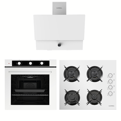 Luxell 77 Lt Optimum Beyaz Cam Ankastre Set