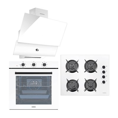 Luxell 88 Litre Süper Kristal Beyaz Cam Ankastre Set