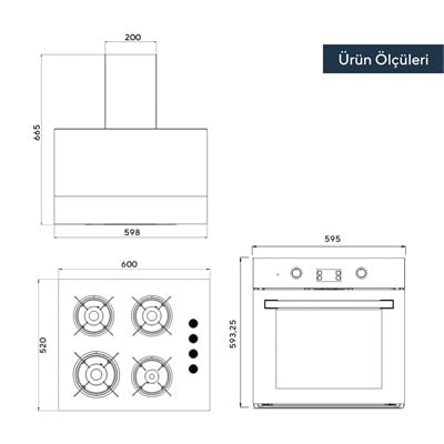 Luxell 88 Lt Platınum Beyaz Cam Ankastre Set