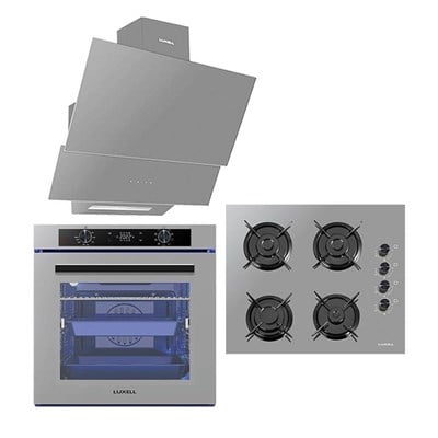 Luxell 88 Lt Platınum Metalik Gri Cam Ankastre Set