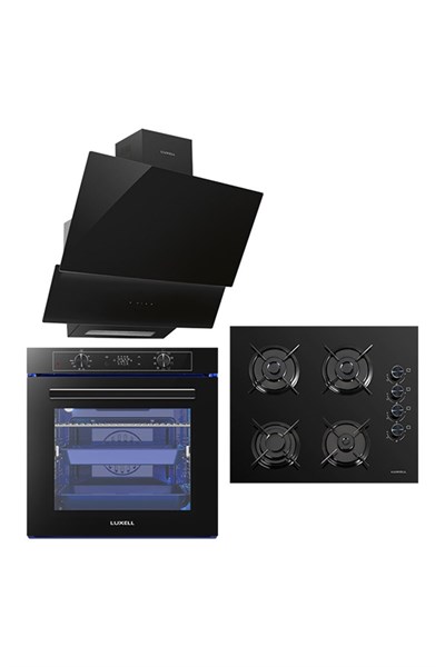 Luxell 88 Lt Platınum Siyah Cam Ankastre Set