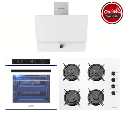 Luxell 88 Lt Plus Beyaz Cam Ankastre Set