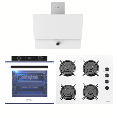Luxell 88 Lt Plus Beyaz Cam Ankastre Set