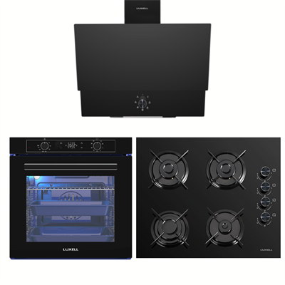 Luxell 88 Lt Plus Siyah Cam Ankastre Set