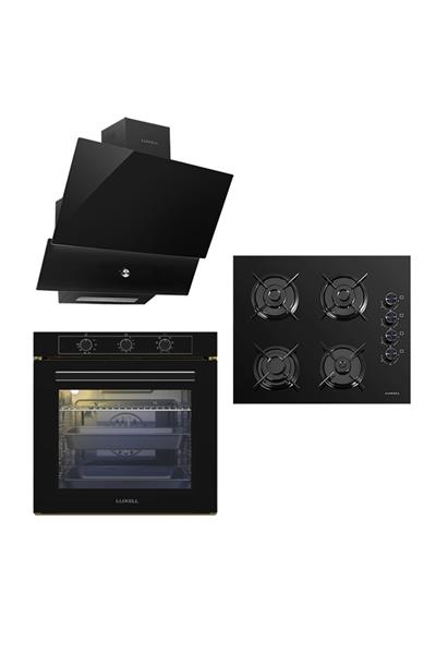 Luxell 88 Lt Süper Kristal Siyah Cam Ankastre Set