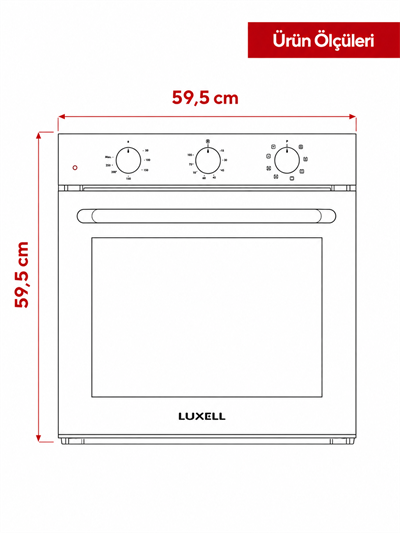 Luxell Ankastre Fırın Prime Glass Siyah 8+1 Fonksiyon 3 Düğme – B66-SF3