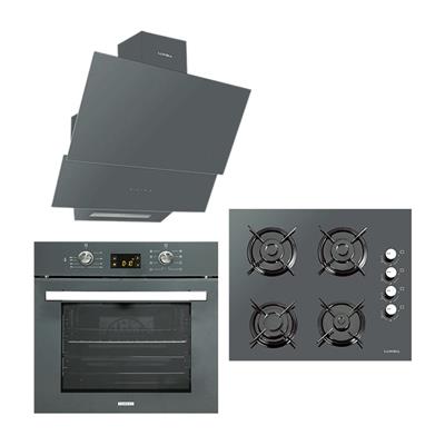 Luxell Antrasit Cam Ankastre Set