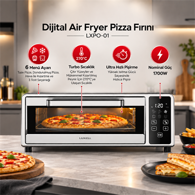 Luxell Dijital Air Fryer Pizza Fırını – LXPO-01