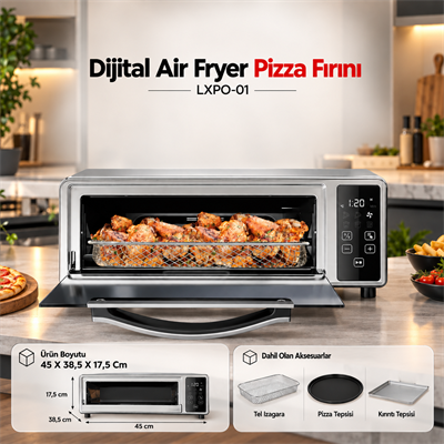 Luxell Dijital Air Fryer Pizza Fırını – LXPO-01