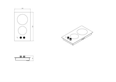 Luxell Domino Vitroseramik Set Üstü Ocak Siyah Cam – V3-02