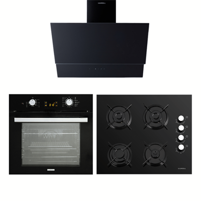 Luxell Opall Siyah Cam Ankastre Set 
