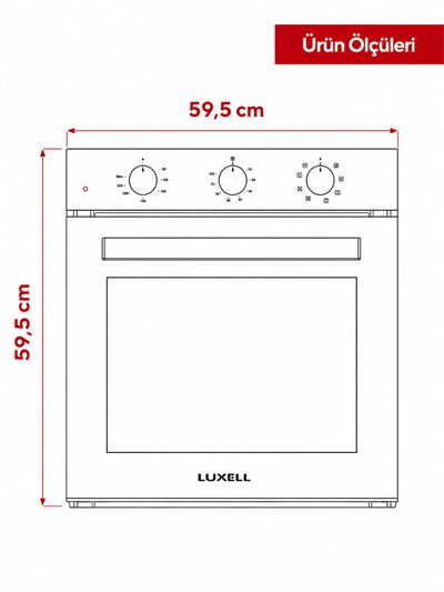 Luxell Optimum Ankastre Fırın Siyah Cam 6+1 Fonksiyon 3 Düğme Izgara – A68-SF3