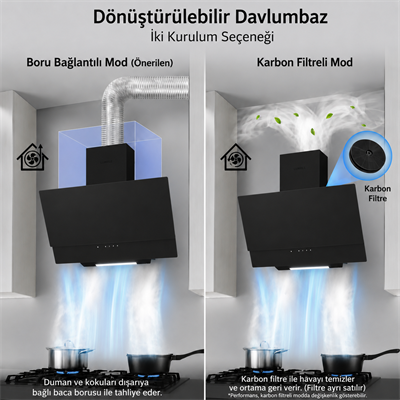 Luxell Prime Glass Davlumbaz  Siyah – DA6-835