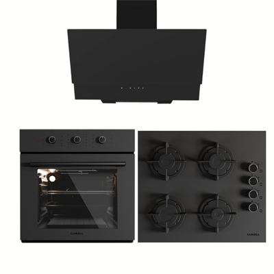 Luxell Prime Glass Siyah Ankastre Set