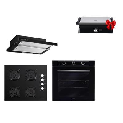 LUXELL SİYAH ASPİRATÖRLÜ OPTIMUM ANKASTRE SET