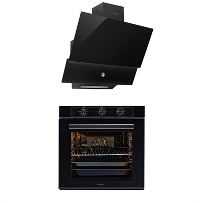 Luxell Siyah Cam 2li Ankastre Set Davlumbaz + Fırın
