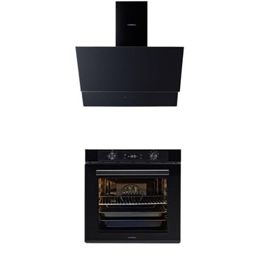 Luxell Siyah Cam 2li Ankastre Set (Davlumbaz - Platinum Fırın)
