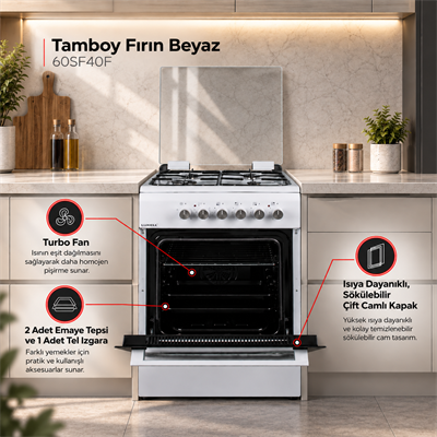 Luxell Tamboy Fırın Beyaz – 60SF40F
