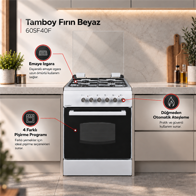 Luxell Tamboy Fırın Beyaz – 60SF40F
