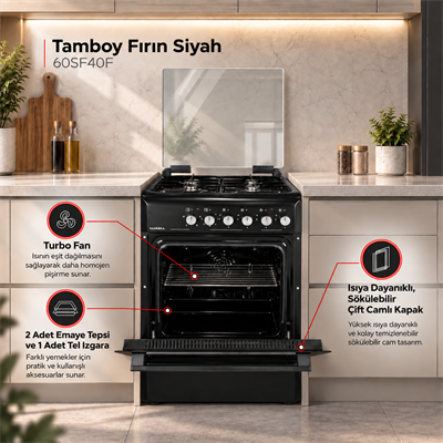 Luxell Tamboy  Fırın Siyah – 60SF40F