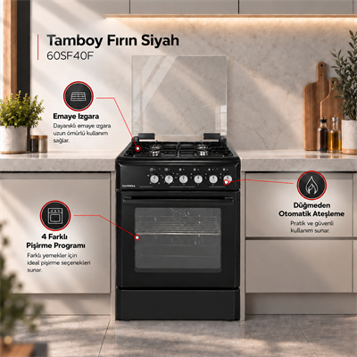 Luxell Tamboy  Fırın Siyah – 60SF40F
