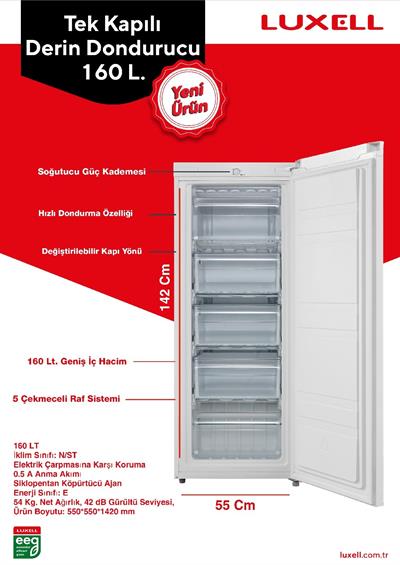 LXFR-160 LUXELL E CLASS 5 ÇEK.DİKEY DONDURUCU 160L