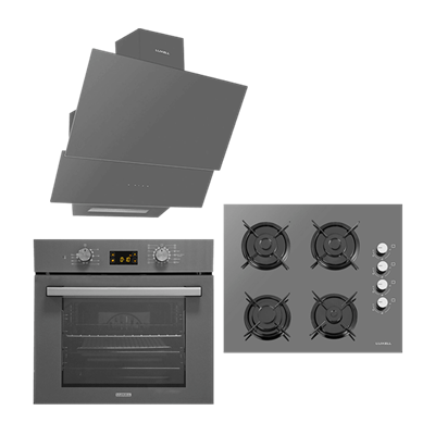 Luxell Opall Gri Cam Ankastre Set