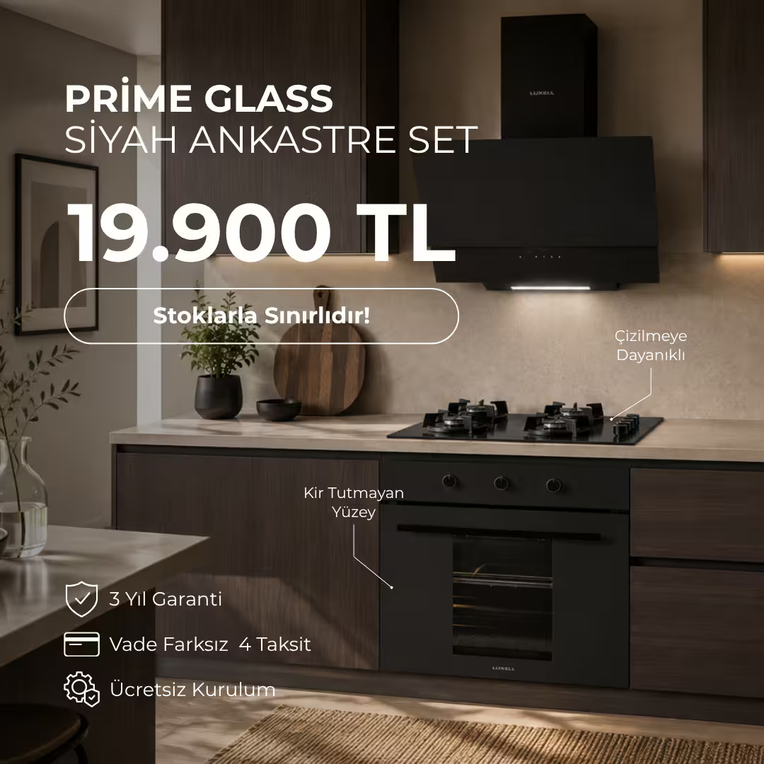 Prime Glass Siyah Ankastre Set, 19.900 TL kampanyası