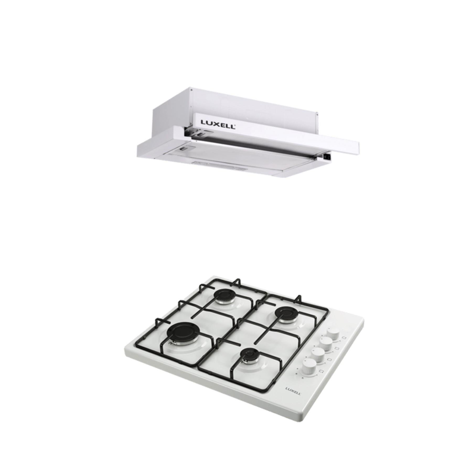 LUXELL 2 Lİ BEYAZ EMAYE SET (ASPİRATÖR-OCAK)