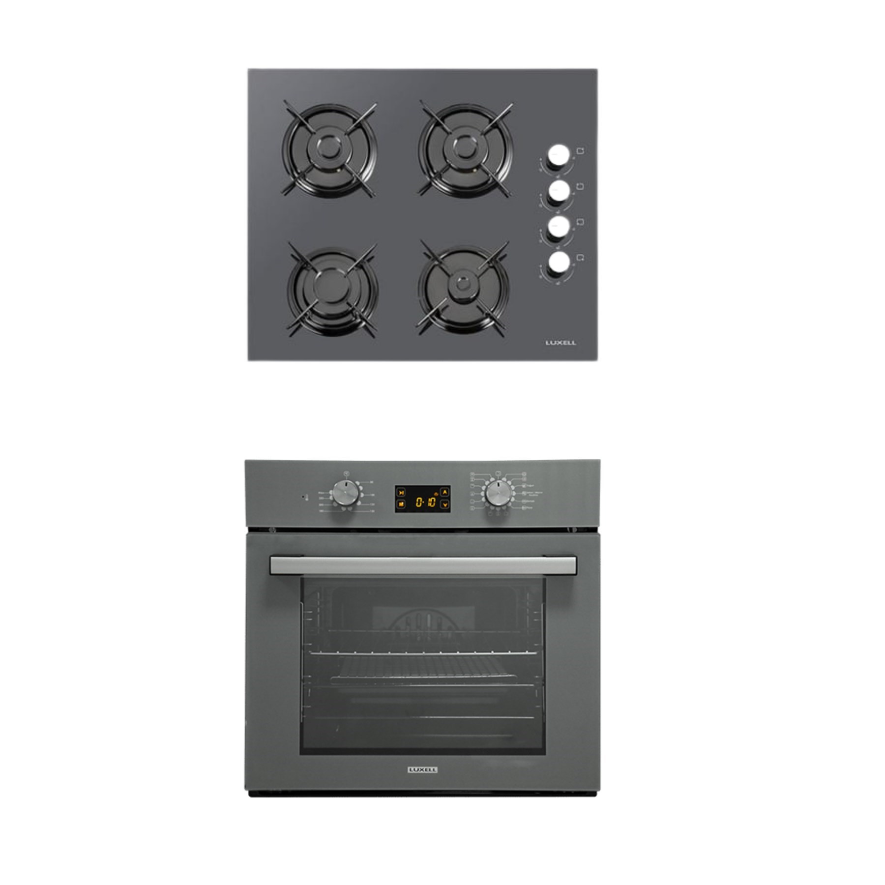 LUXELL 2 Lİ METALİK GRİ CAM ANKASTRE SET (OCAK-OPALL FIRIN)