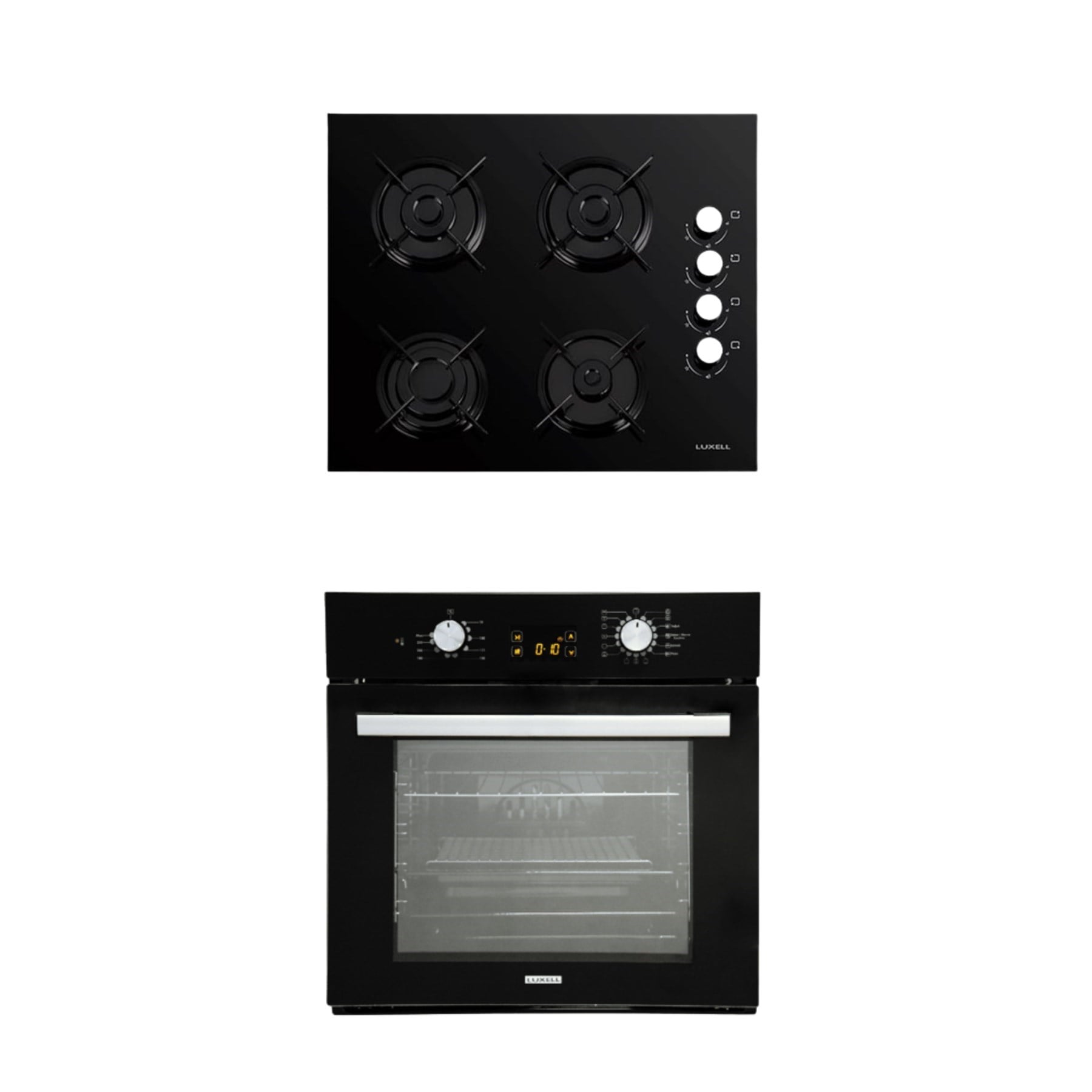 LUXELL 2'Lİ OPALL SİYAH CAM ANKASTRE SET (OCAK-OPALL FIRIN)