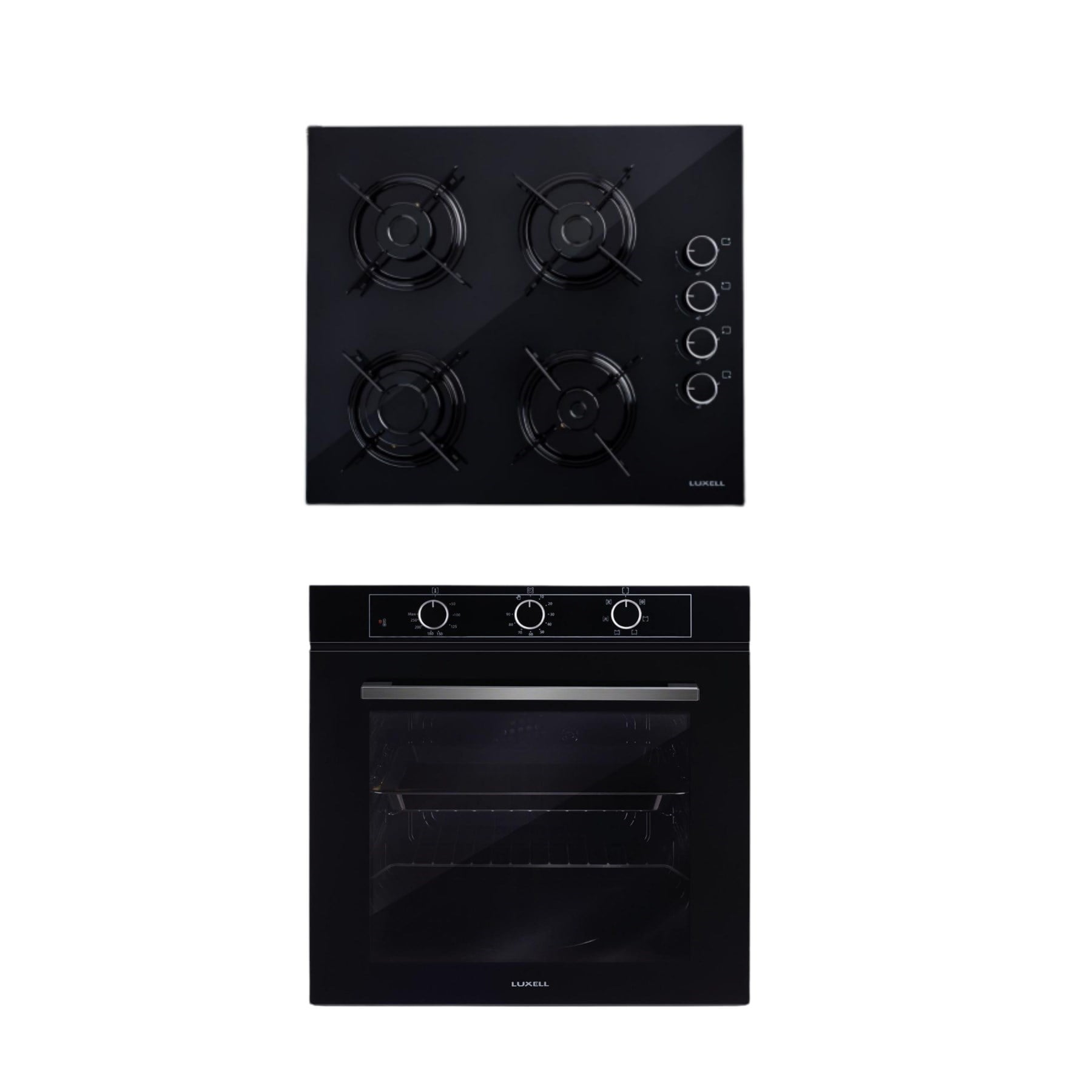 LUXELL 2'Lİ SİYAH CAM ANKASTRE SET (OCAK-OPTİMUM FIRIN)