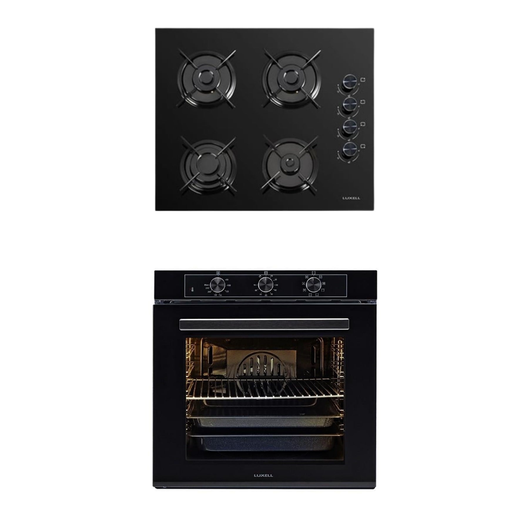 LUXELL 2'Lİ SİYAH CAMANKASTRE SET (OC88 OCAK-PLATİNUM FIRIN)