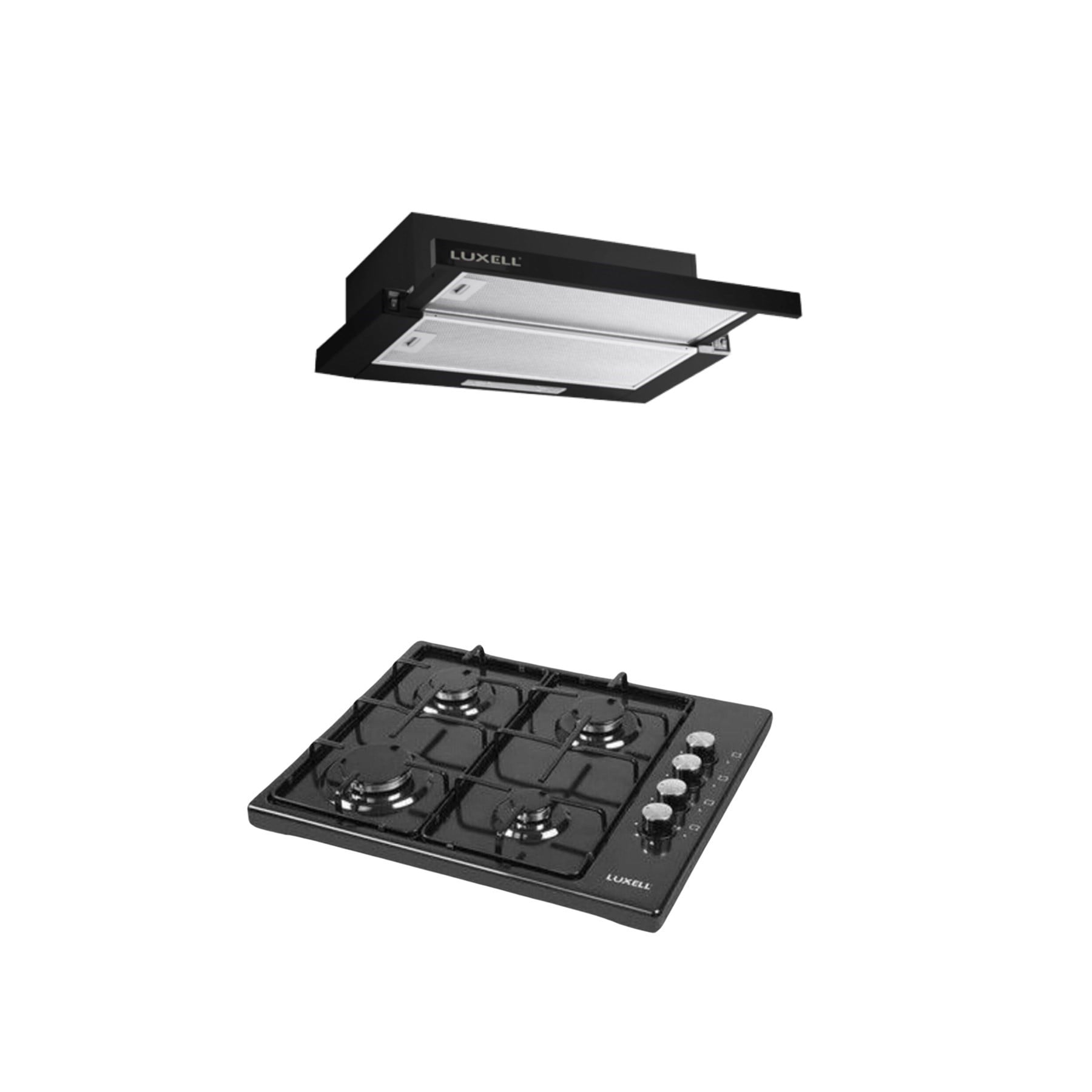 LUXELL 2'Lİ SİYAH EMAYE SET (ASPİRATÖR-SET ÜSTÜ OCAK)