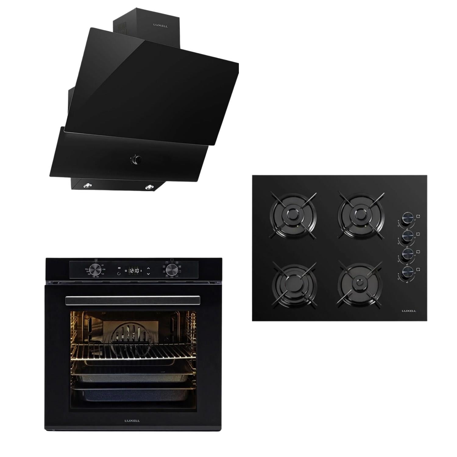 LUXELL MASTER SİYAH CAM ANKASTRE SET 