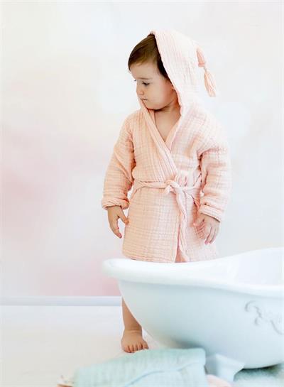 OrganicEra Organik Müslin Bornoz  5-6 Yaş , Salmon